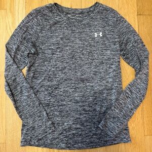 Women’s Under Armour Heathered Gray/Black Long Sleeve Top Dry fit Size Small